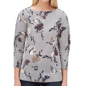 Lafayette 148 Caddie Artisan Bouquet 3/4-Sleeve Bateau-Neck Stretch Sz 8